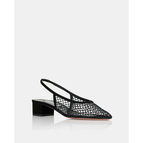Aquazzura Liv Mesh Sling 35 in Black, view 2 | Kitten Heels