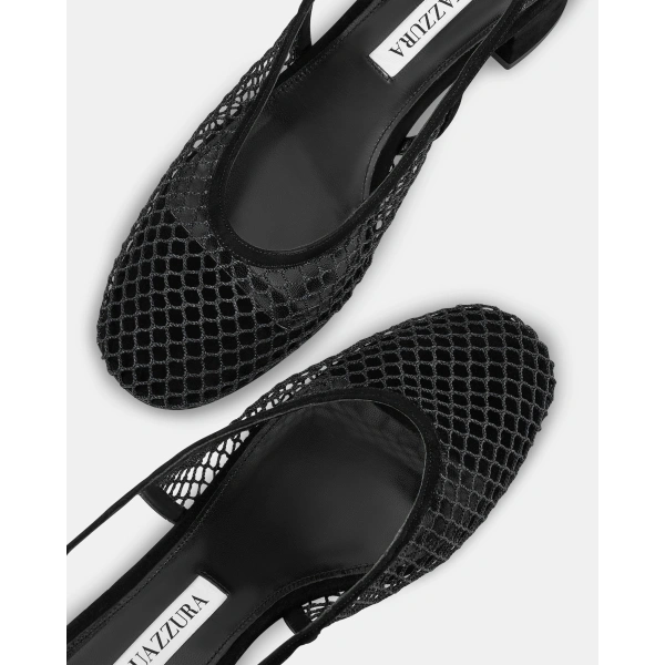 Aquazzura Liv Mesh Sling 35 in Black, view 4 | Kitten Heels