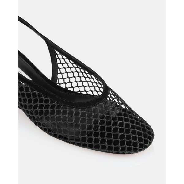 Aquazzura Liv Mesh Sling 35 in Black, view 6 | Kitten Heels