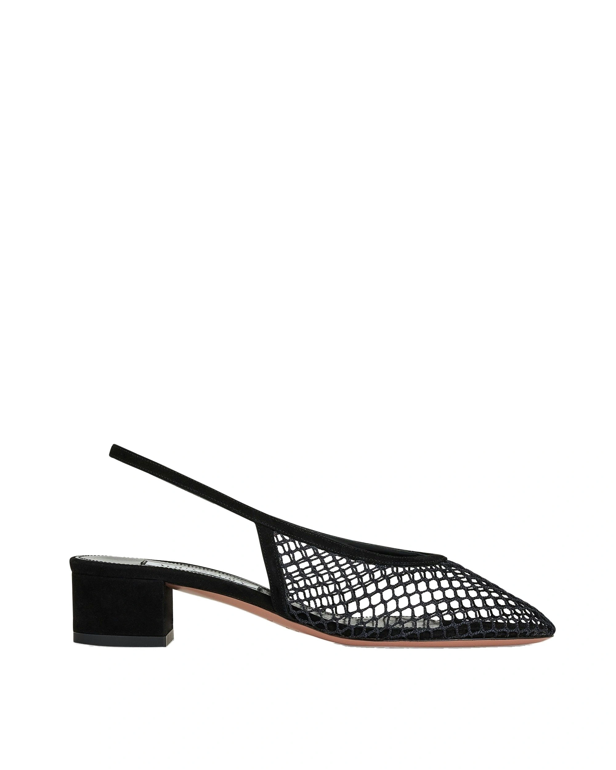 Aquazzura Liv Mesh Sling 35 in Black Aquazzura Liv Mesh Sling 35 in Black | Kitten Heels