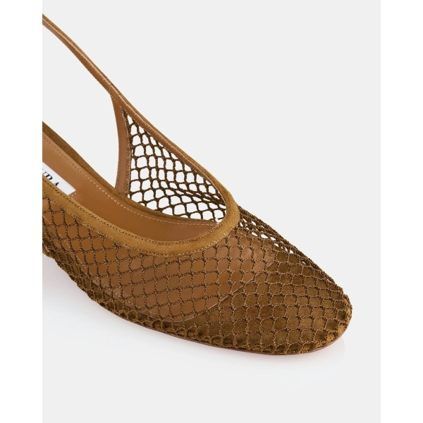 Aquazzura Liv Mesh Sling 35 in Chestnut, view 6 | Kitten Heels