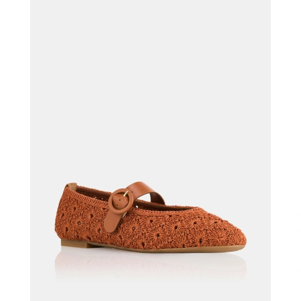 Aquazzura Loom Ballet in Burnt Sienna and Tobacco, view 2 | Ballet Flats