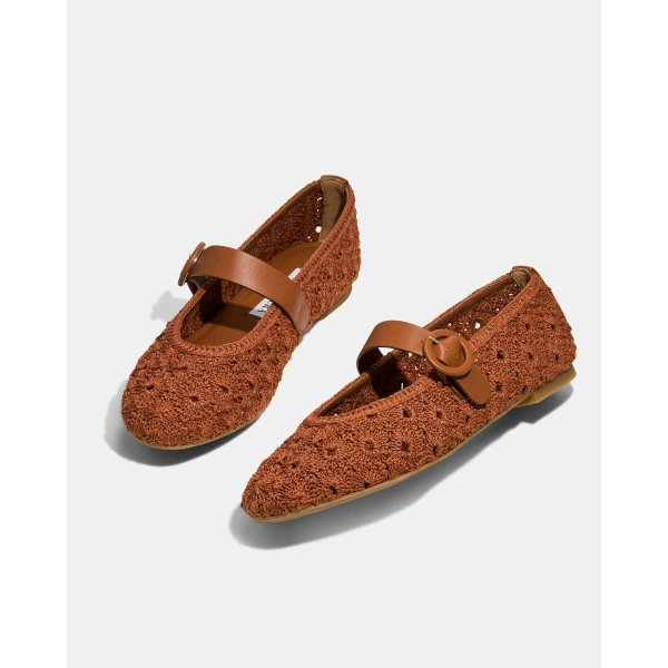 Aquazzura Loom Ballet in Burnt Sienna and Tobacco, view 3 | Ballet Flats