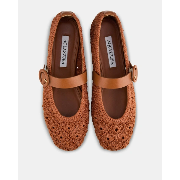 Aquazzura Loom Ballet in Burnt Sienna and Tobacco, view 4 | Ballet Flats