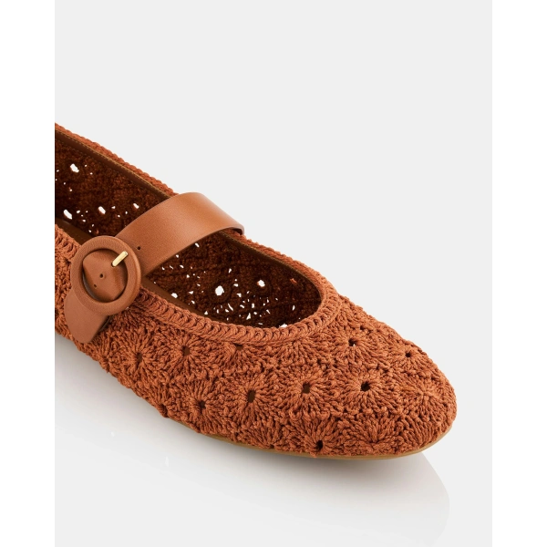 Aquazzura Loom Ballet in Burnt Sienna and Tobacco, view 6 | Ballet Flats