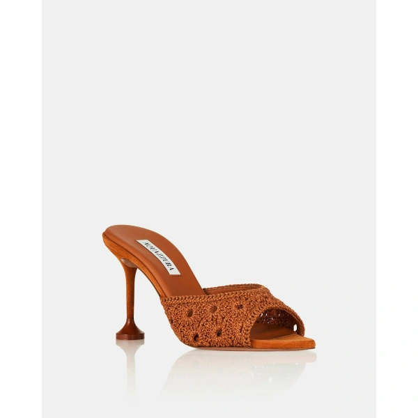 Aquazzura Loom Mule 85 in Burnt Sienna, view 2 | Mules