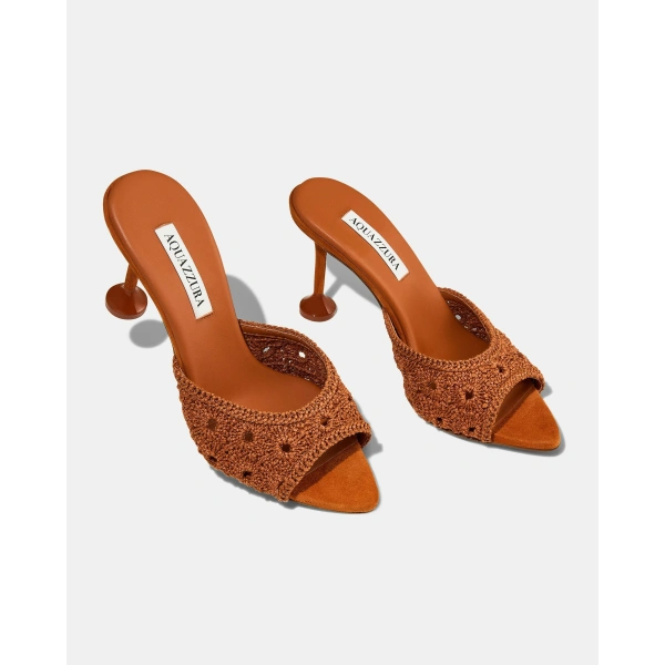 Aquazzura Loom Mule 85 in Burnt Sienna, view 3 | Mules