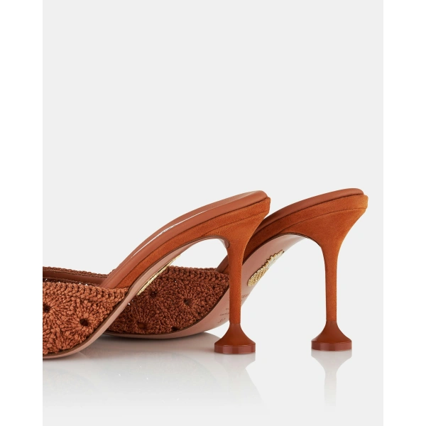 Aquazzura Loom Mule 85 in Burnt Sienna, view 4 | Mules