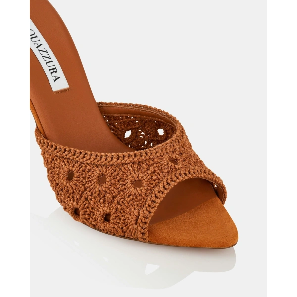 Aquazzura Loom Mule 85 in Burnt Sienna, view 6 | Mules