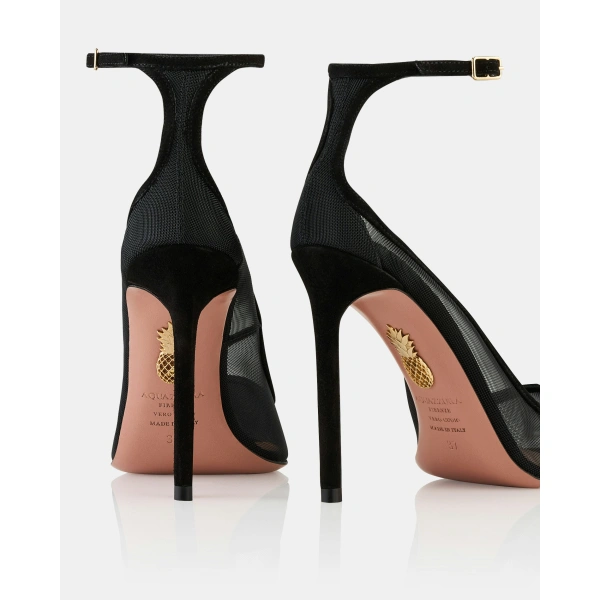 Aquazzura Love Affair Mesh Pump 105 in Black, view 4 | Pumps