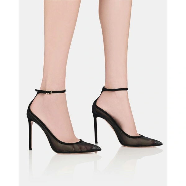 Aquazzura Love Affair Mesh Pump 105 in Black, view 5 | Pumps