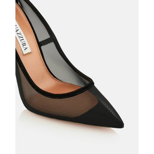 Aquazzura Love Affair Mesh Pump 105 in Black, view 6 | Pumps