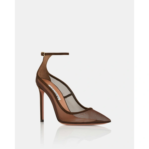 Aquazzura Love Affair Mesh Pump 105 in Espresso, view 2 | Pumps
