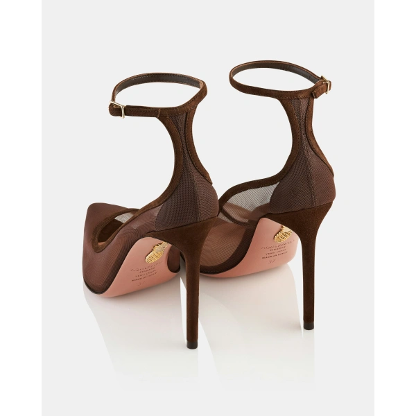Aquazzura Love Affair Mesh Pump 105 in Espresso, view 4 | Pumps
