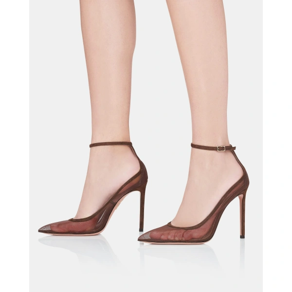 Aquazzura Love Affair Mesh Pump 105 in Espresso, view 5 | Pumps