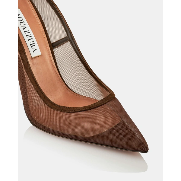 Aquazzura Love Affair Mesh Pump 105 in Espresso, view 6 | Pumps
