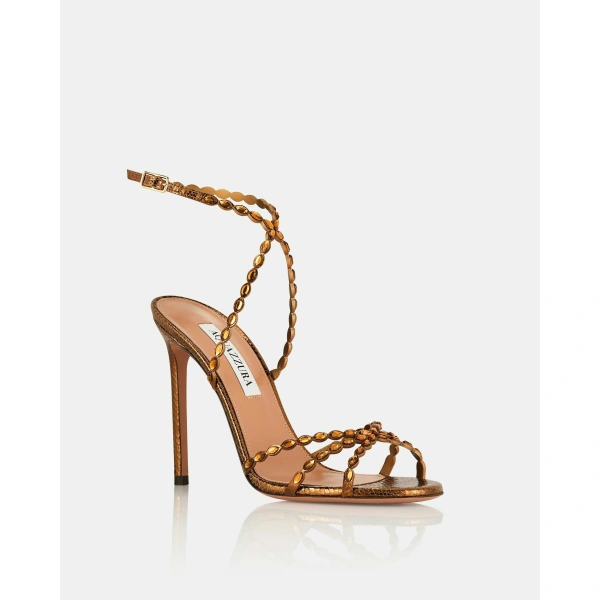 Aquazzura Love Struck Sandal 105 in Dark Bronze, view 2 | Sandals