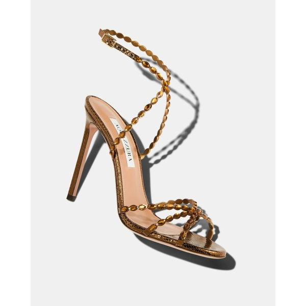 Aquazzura Love Struck Sandal 105 in Dark Bronze, view 3 | Sandals
