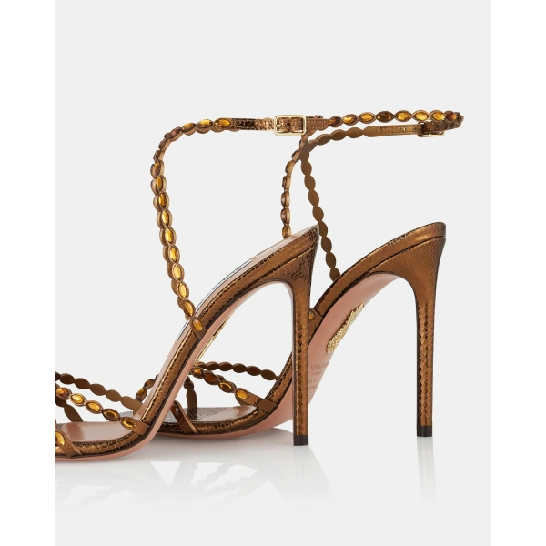 Aquazzura Love Struck Sandal 105 in Dark Bronze, view 4 | Sandals
