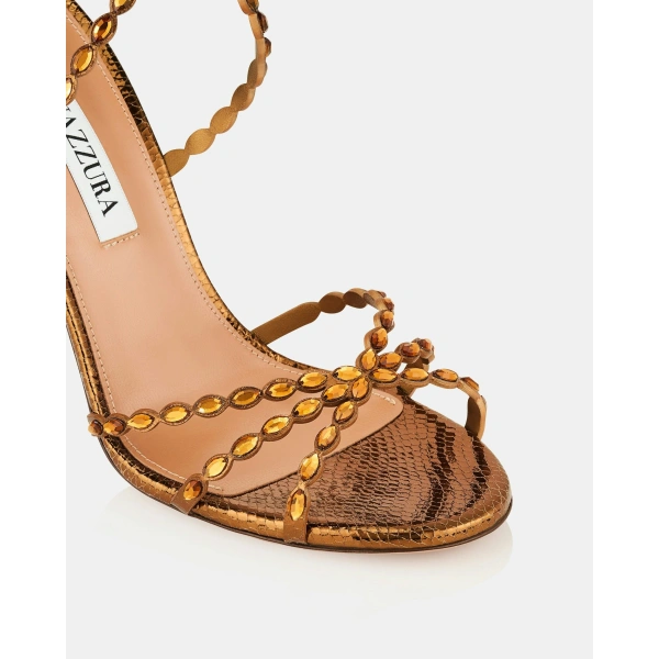 Aquazzura Love Struck Sandal 105 in Dark Bronze, view 6 | Sandals