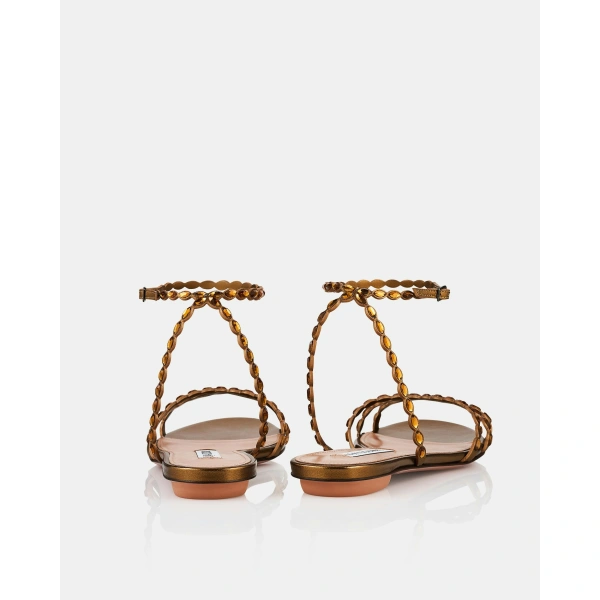 Aquazzura Love Struck Sandal Flat in Dark Bronze, view 4 | Sandals