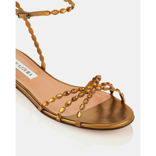 Aquazzura Love Struck Sandal Flat in Dark Bronze, view 6 | Sandals
