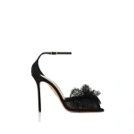 Aquazzura Lover Lace Sandal 105 in Black | Sandals