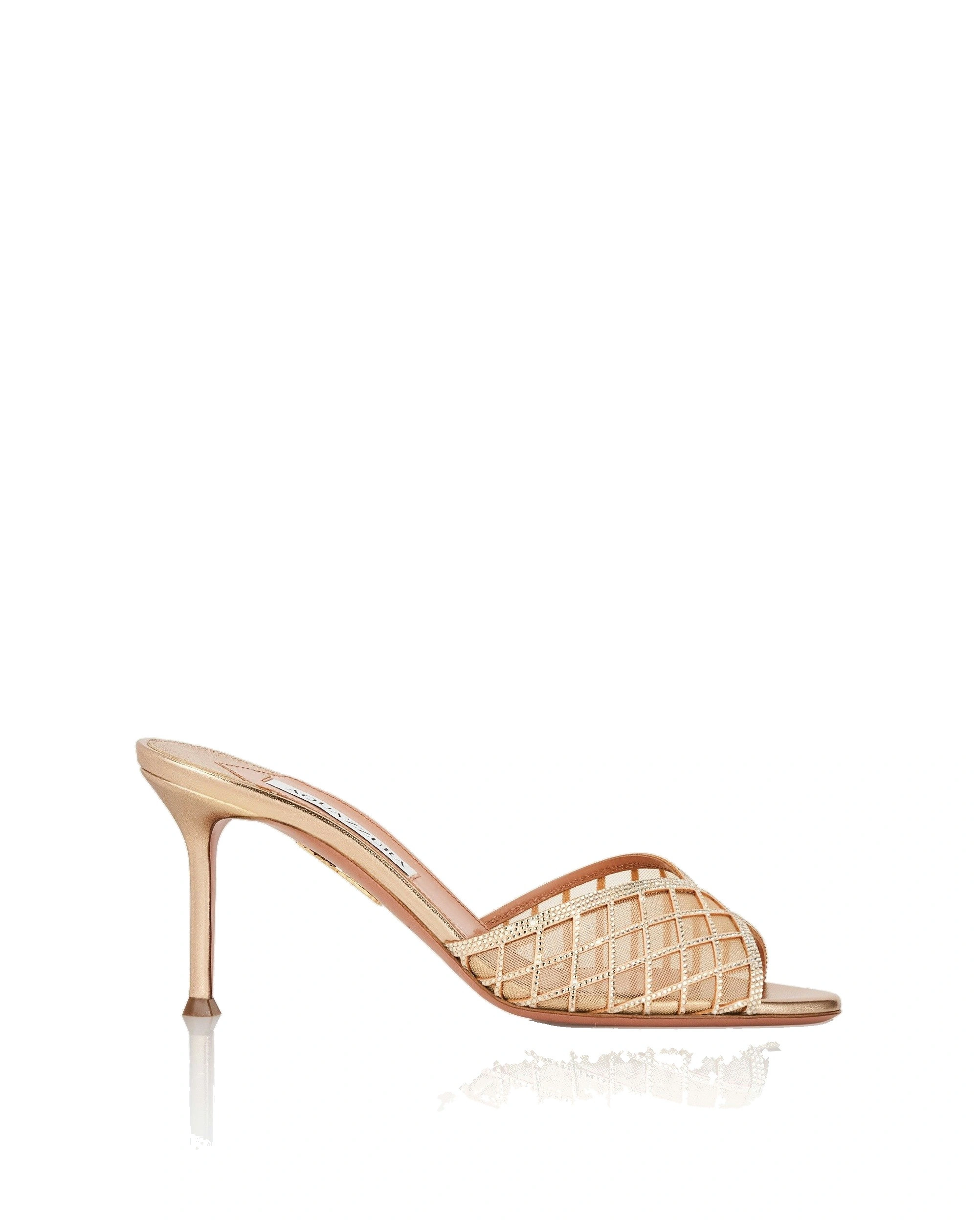 Aquazzura Lumiere Crystal Mesh Mule Sandal 75 in Light Copper Aquazzura Lumiere Crystal Mesh Mule Sandal 75 in Light Copper | Mules