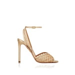Aquazzura Lumiere Crystal Mesh Sandal 105 in Light Copper | Sandals
