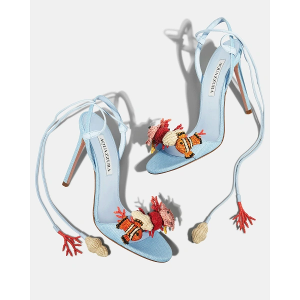 Aquazzura Marea Sandal 105 in Baby Blue, view 3 | Sandals