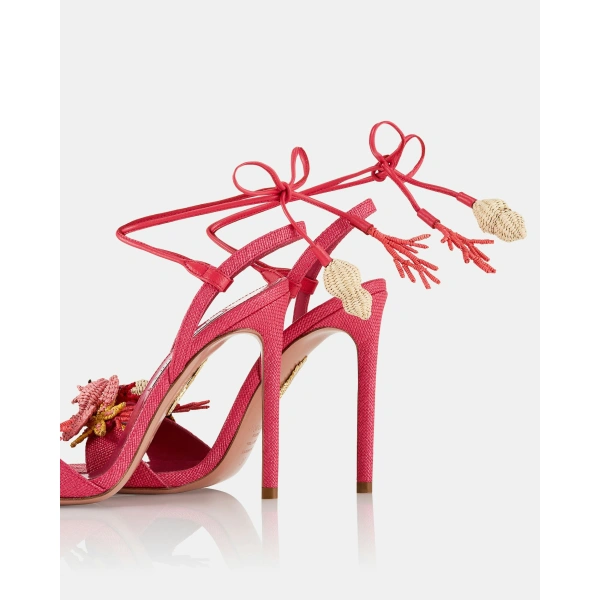 Aquazzura Marea Sandal 105 in Raspberry, view 4 | Sandals