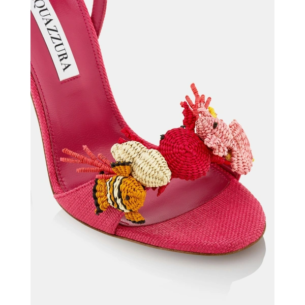 Aquazzura Marea Sandal 105 in Raspberry, view 6 | Sandals