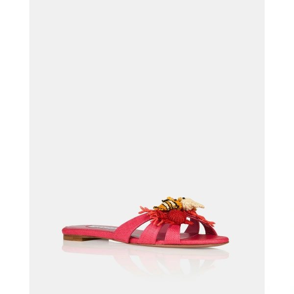Aquazzura Marea Slide in Raspberry, view 2 | Flip Flops & Slides