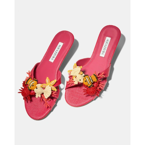 Aquazzura Marea Slide in Raspberry, view 3 | Flip Flops & Slides