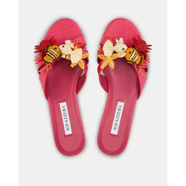 Aquazzura Marea Slide in Raspberry, view 4 | Flip Flops & Slides