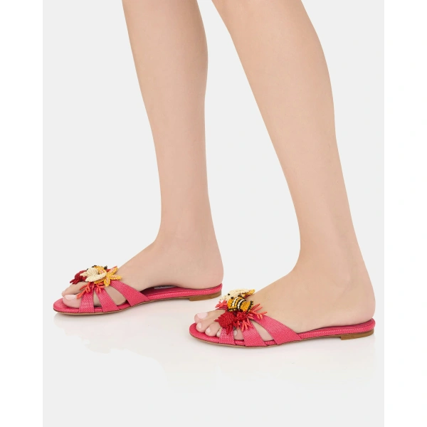 Aquazzura Marea Slide in Raspberry, view 5 | Flip Flops & Slides