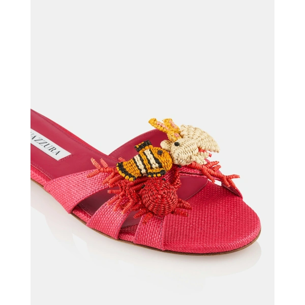 Aquazzura Marea Slide in Raspberry, view 6 | Flip Flops & Slides