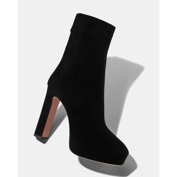 Aquazzura Martine Bootie Plateau 110 in Black, view 3 | Ankle Boots