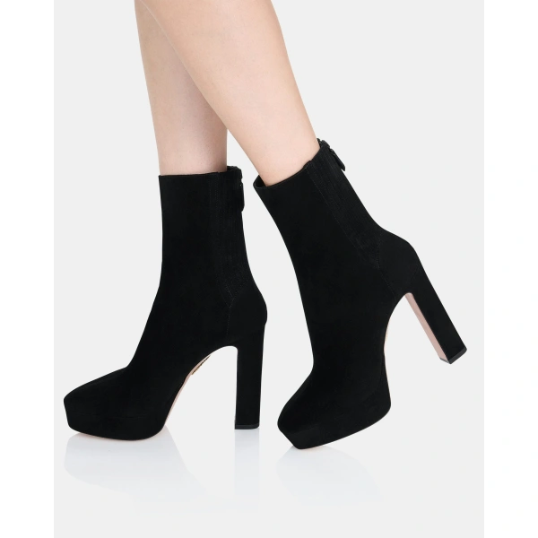 Aquazzura Martine Bootie Plateau 110 in Black, view 5 | Ankle Boots
