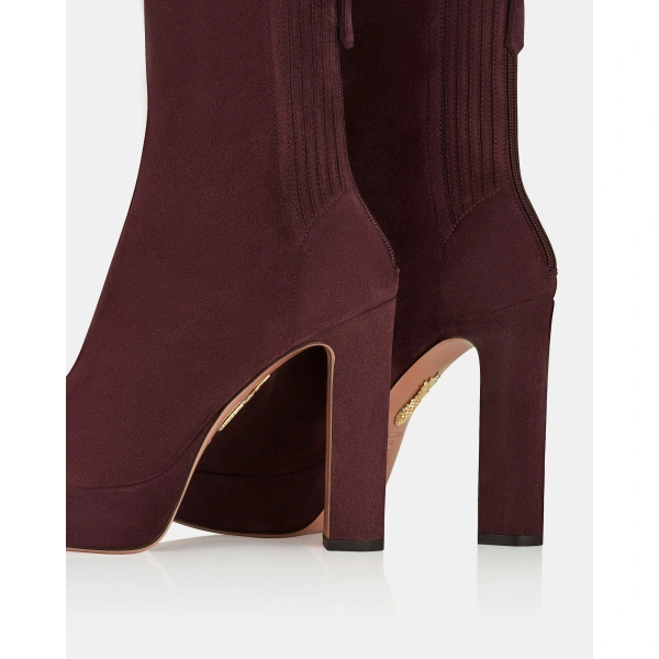 Aquazzura Martine Bootie Plateau 110 in Rich Plum, view 4 | Ankle Boots