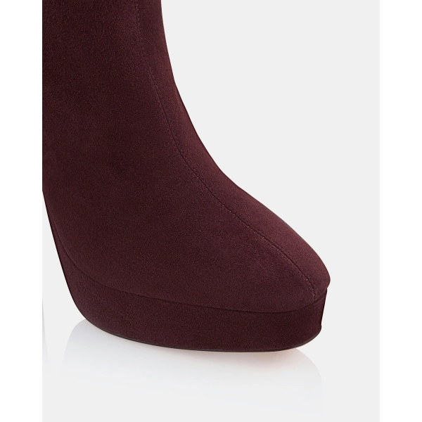 Aquazzura Martine Bootie Plateau 110 in Rich Plum, view 6 | Ankle Boots