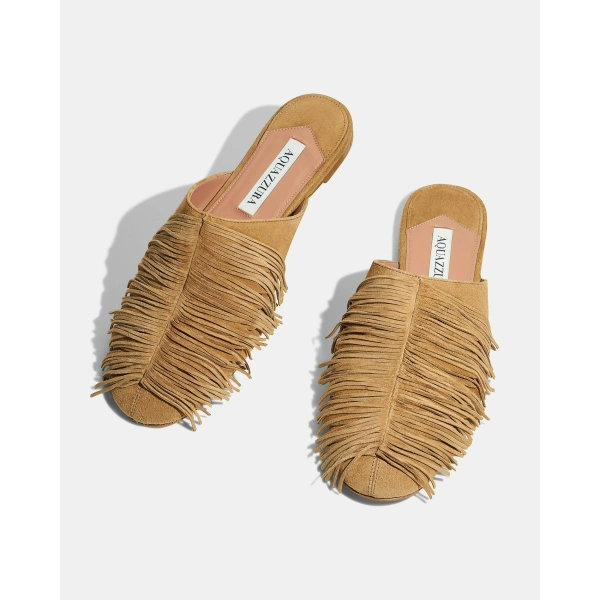 Aquazzura Maverick Mule Flat in Camel, view 3 | Mules
