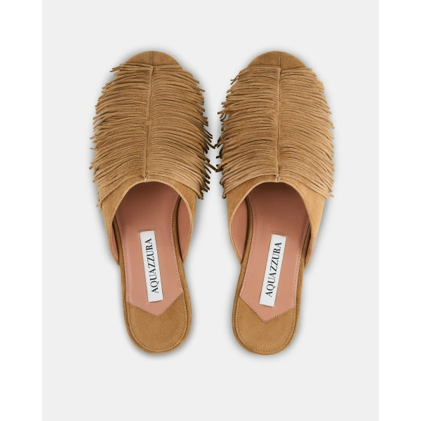 Aquazzura Maverick Mule Flat in Camel, view 4 | Mules