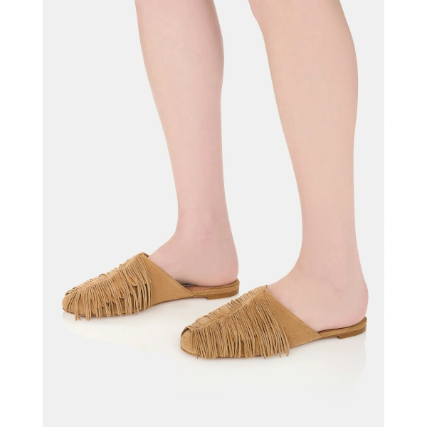 Aquazzura Maverick Mule Flat in Camel, view 5 | Mules