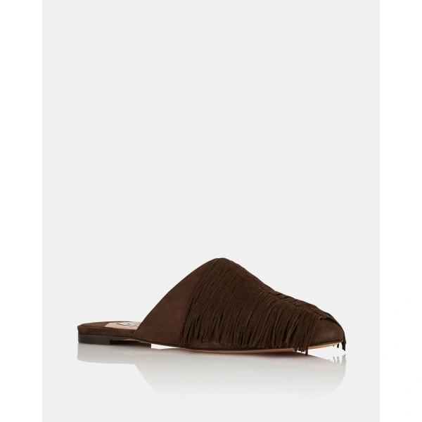Aquazzura Maverick Mule Flat in Espresso, view 2 | Mules