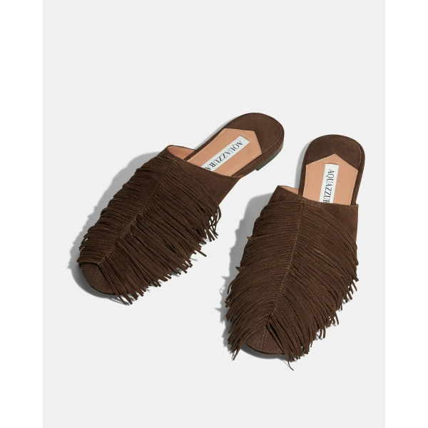 Aquazzura Maverick Mule Flat in Espresso, view 3 | Mules