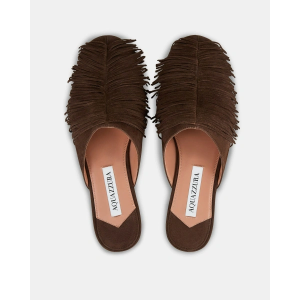 Aquazzura Maverick Mule Flat in Espresso, view 4 | Mules