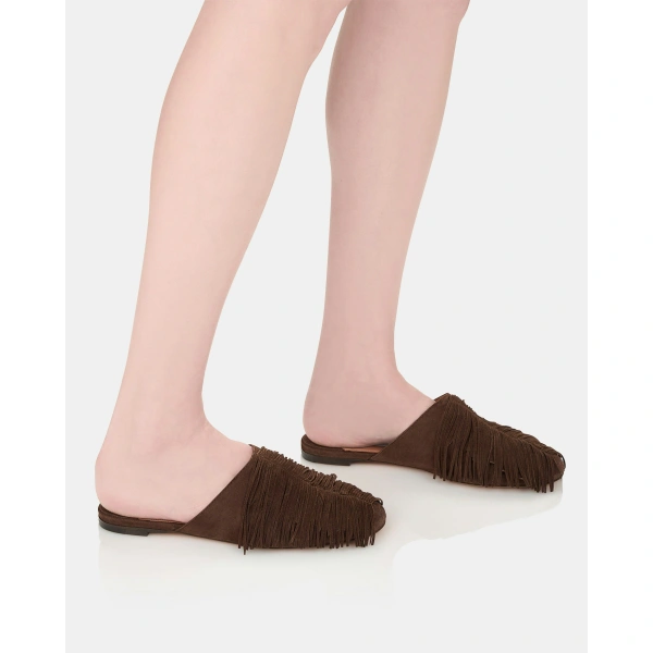 Aquazzura Maverick Mule Flat in Espresso, view 5 | Mules