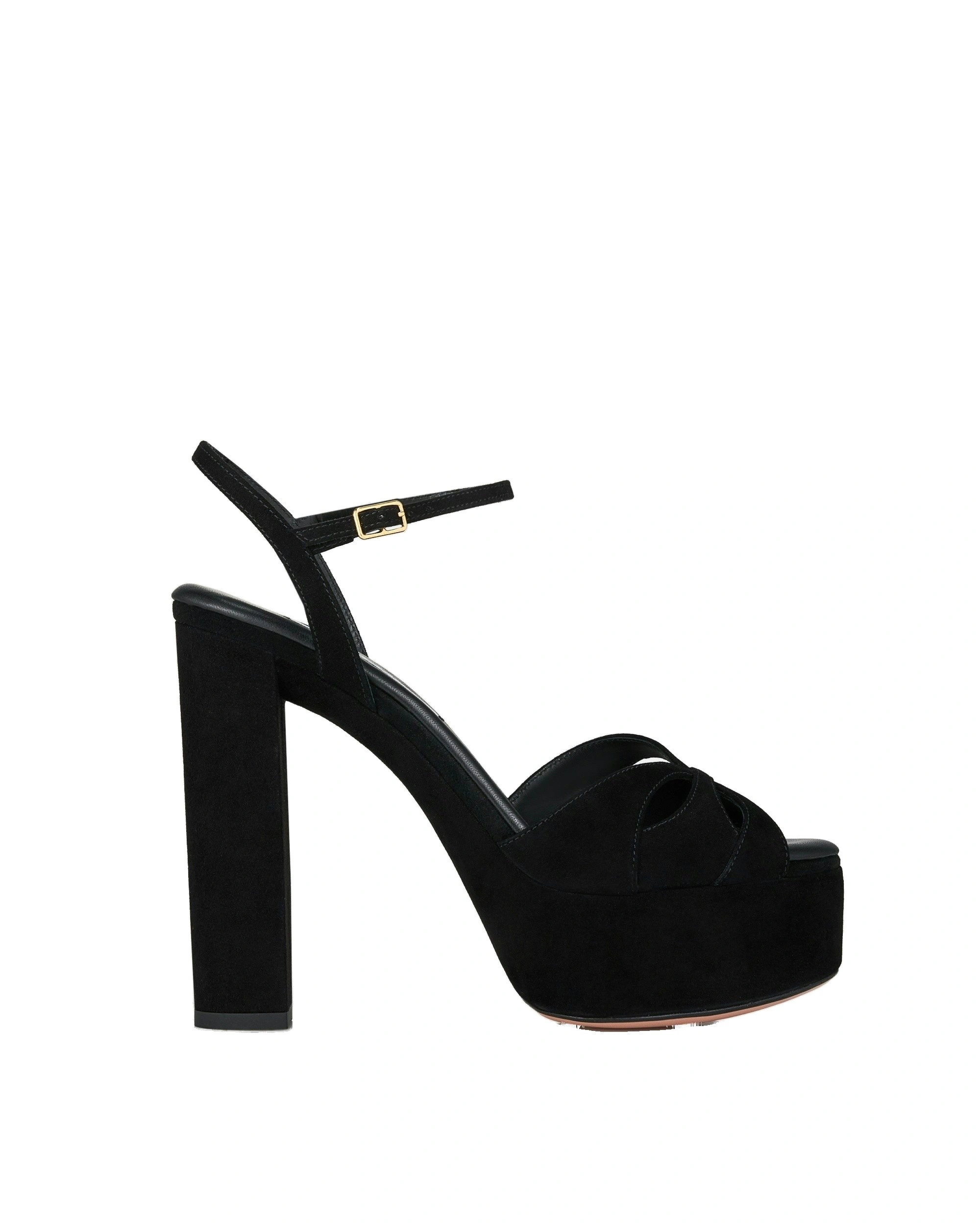Aquazzura Moves Sandal Plateau 120 in Black Aquazzura Moves Sandal Plateau 120 in Black | Platform Heels