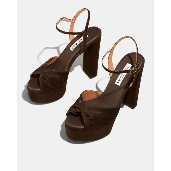 Aquazzura Moves Sandal Plateau 120 in Espresso, view 3 | Platform Heels
